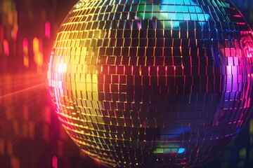 Poster - A shiny disco ball with bright lights in the background, perfect for parties or events