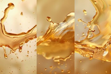 Poster - A close-up view of a liquid splashing onto a surface, capturing the moment when it hits