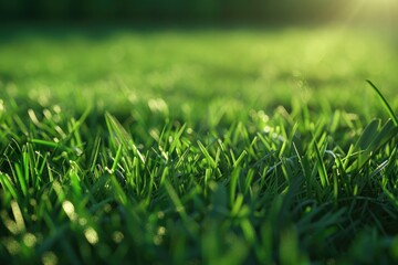 Sticker - A detailed view of a lush and healthy grass field, ideal for nature photography and editorial use