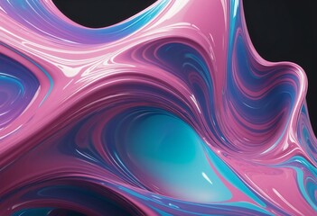 Wall Mural - vibrant three-dimensional holographic design illustration with abstract fluid shapes and high-colore