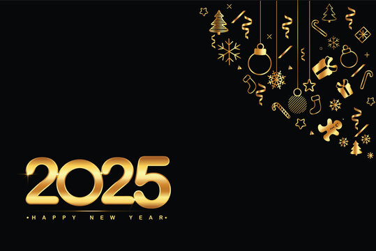 Happy New Year 2025 with wishes banner Vector illustration