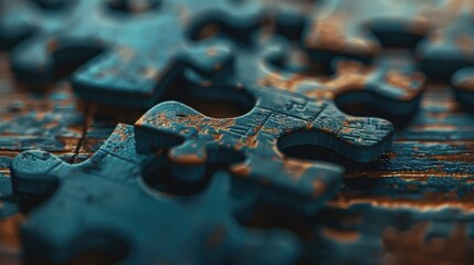 Poster - A close-up view of a single puzzle piece on a flat surface