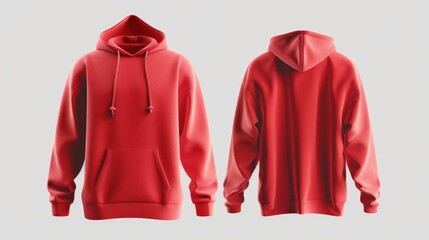 Wall Mural - A simple and bold design of a red hoodie against a white background, perfect for use in fashion, branding or editorial contexts