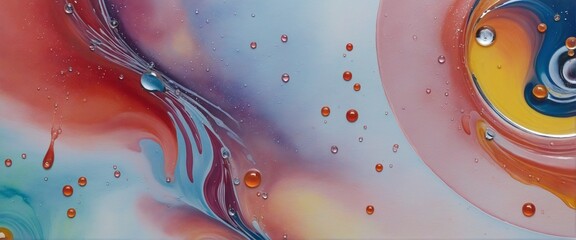 Wall Mural - painting with liquid spheres: a creative concept of oil and water reflecting beauty in abstract form