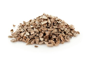 Wall Mural - A pile of wood chips on a white surface