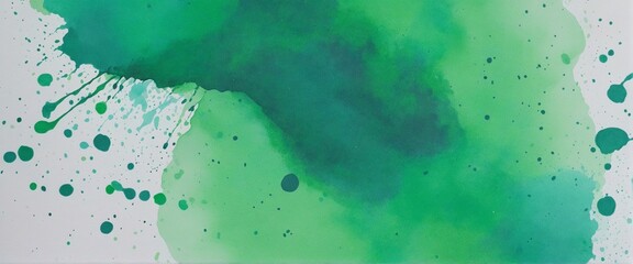 Wall Mural - hand-painted vibrant green watercolor spot background with a textured ink design