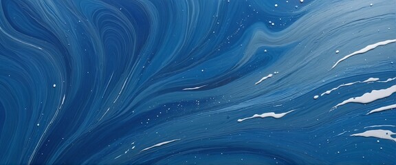 Wall Mural - white digital background with motion of liquid blue acrylic paint flowing and dripping in isolated d