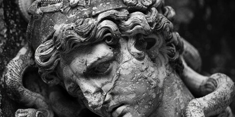 Aufkleber - A close-up shot of a statue with a snake wrapped around it