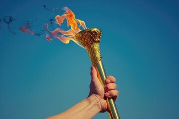 Sticker - A person holds a golden torch, great for representing guidance or illumination in various contexts