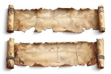 Poster - Two vintage-style scrolls on a clean white background