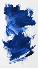 Skillfully applying abstract blue acrylic paint onto a white canvas creates a dynamic display of strong brushstrokes, making this artwork a vibrant and modern addition to any space