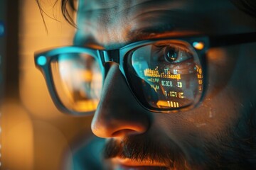 Poster - Close-up shot of a person wearing glasses