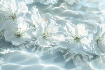Aufkleber - A collection of white flowers float on the surface of a pool