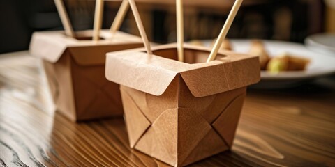 Poster - A pair of wooden boxes containing toothpicks