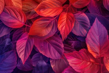 Poster - A close-up shot of a collection of leaves, showcasing their texture and color