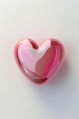 Poster - A bright pink heart-shaped object sits on a clean white surface, awaiting use or display