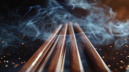 Poster - Close-up view of bundled wooden sticks, ideal for use in still life photography, product demonstrations or as a design element