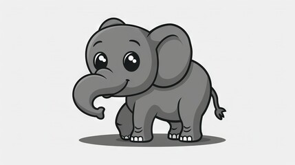 Wall Mural -   An elephant with a melancholic expression, positioned against a white backdrop and a gray foreground