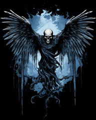 Wall Mural - Skull and Angel Wings