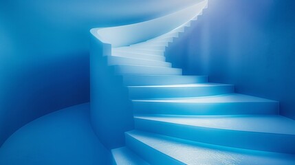 Wall Mural - A blue staircase with white steps