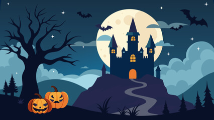 Wall Mural - halloween background with pumpkins