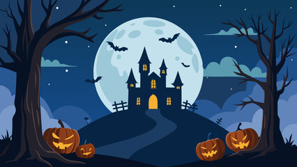 Wall Mural - halloween background with pumpkins