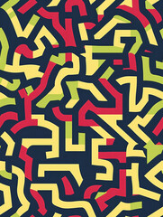 Aufkleber - Geometric shapes in seamless pattern creating maze for textile print, web background