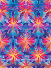 Poster - Colorful abstract flowers creating a seamless kaleidoscopic pattern background