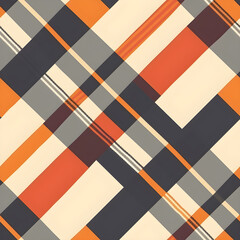 Poster - Geometric design with diagonal stripes in orange and grey tones, perfect for backgrounds and decorative projects