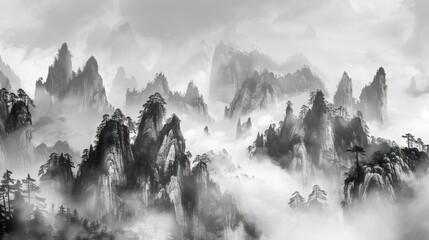Abstract artistic background. Chinese wind wallpaper, ink wash, new Chinese style, landscape painting, golden brushstrokes. painting. modern Art. AI generated illustration