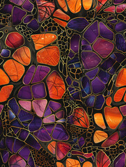 Poster - Vibrant and intricate design: seamless pattern featuring colorful mosaic tiles and butterfly wings texture