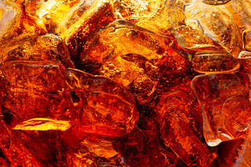 Wall Mural - Macro cola background,Background of cola with ice and bubbles. Side view background of refreshing cola flavored soda with carbonated with vintage tone, Turkey - Middle East, Cola, Soda, Bubble