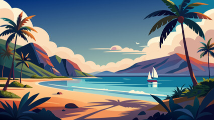 Wall Mural - tropical island with trees