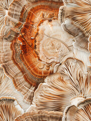 Poster - Concentric rings of turkey tail mushroom creating a natural background texture