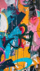 Wall Mural - Colorful graffiti art covers a weathered wall, infusing the urban landscape with a vibrant and edgy backdrop, adding a modern and artistic touch to the city streets