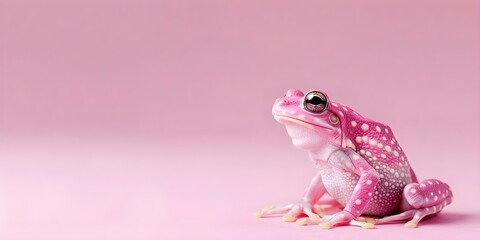 Wall Mural - Pink polka dot Pepe on bright pink and cream background. Concept Pink Polka Dot, Pepe, Bright Pink, Cream Background