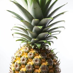 Wall Mural - Pineapple fruit with crown, close up. Tropical food