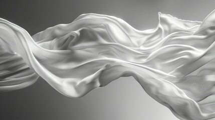 Wall Mural -   A monochrome image featuring a white fabric wave against a solid black backdrop with space for added text