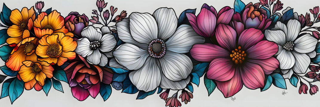 Coloring book with flowers