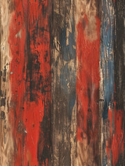 Aufkleber - Rustic background formed by red, brown and blue painted wood planks