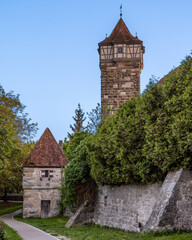 Wall Mural - Beautiful view of Roder Tower in the old town of Rothenburg ob der Tauber.