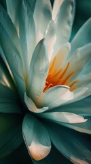 Sticker - Close-up of a beautiful flower with white petals and a yellow center. AI.