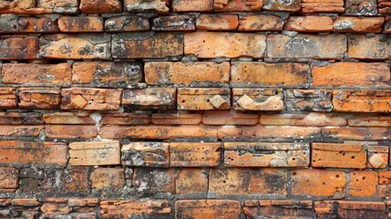 Aufkleber - Old orange brick wall background in ancient temple for vintage interior design