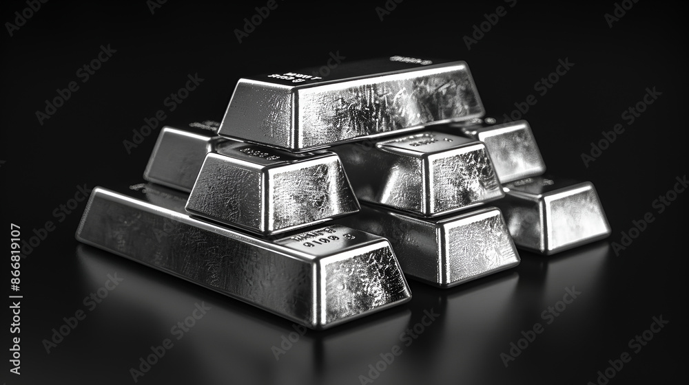 Stacks of pure silver bar background Stock Photo | Adobe Stock