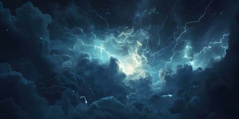 Wall Mural - Thunderstorm Animation Realistic Night Sky with Lightning for Social Media Reels. Concept Animation, Thunderstorm, Realistic, Night Sky, Lightning,