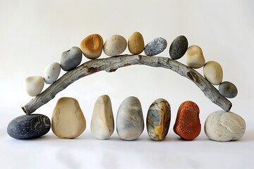 A collection of pebbles arranged to form a supportive arch