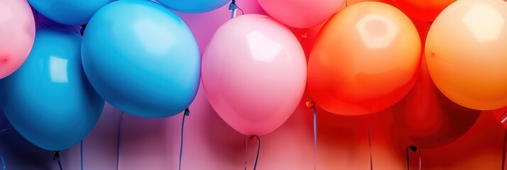 Poster - Balloons in various colors decorate an office event. Generative AI
