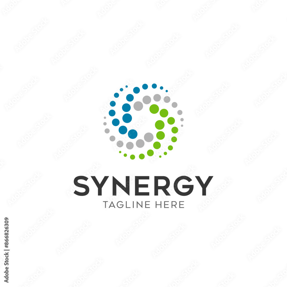Synergy logo, concept of two or more entities working together ...