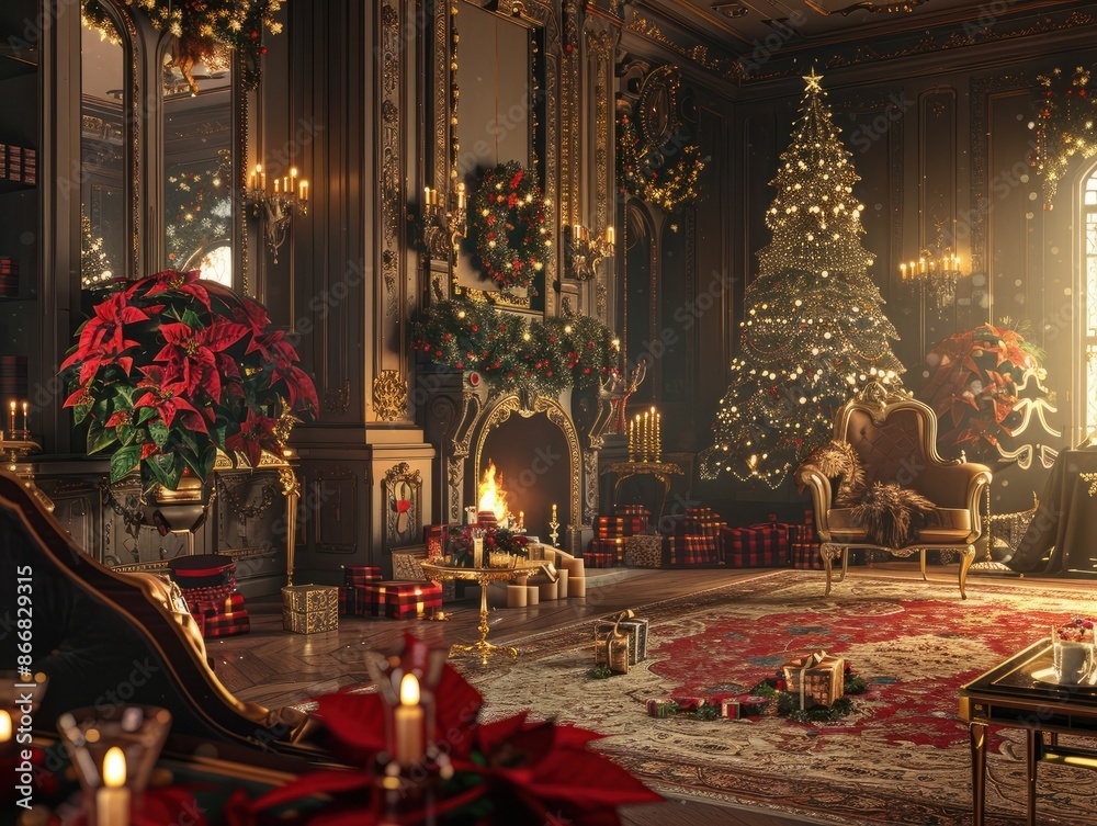 Beautiful elegant Old Victorian living room, Victorian style Christmas ...