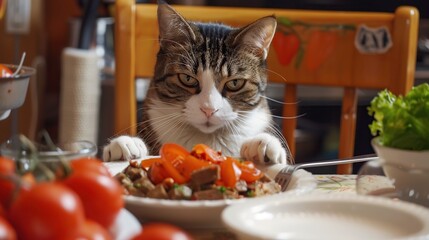 Curious Cat at the Dinner Table